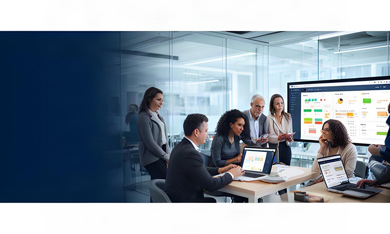 Singapore operations team reviewing live business dashboards in a bright glass-walled office